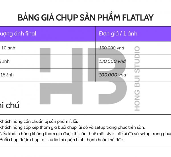 BẢNG GIÁ CHỤP ẢNH FLATLAY TPHCM