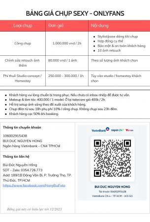BẢNG GIÁ CHỤP ẢNH SEXY - ONLYFANS tại TP. HCM & TP. Thủ Đức - Review